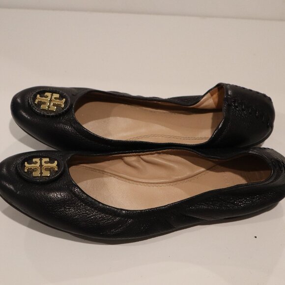 Tory Burch Black Monogram Flats - Size 7.5 ALMOST NEW CONDITION! - Picture 2 of 8